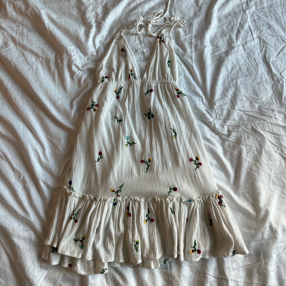 white & flora dress